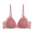 Bralette française en dentelle vieux rose avec bonnets triangles souples et détails de cils - S / Hauts / Rose
