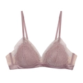 Bralette en dentelle rose poudré avec bonnets triangle et fines bretelles réglables - S / café