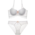 Elegantes weißes Blumen-Spitzenunterwäsche-Set mit Bügel-BH und passendem Slip - 75B / Weiß