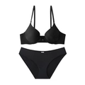 Conjunto de lencería negra sin costuras con sujetador de cierre frontal y braga - 70A / Negro
