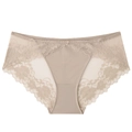 Bragas sexys de encaje floral beige para mujer con entrepierna de algodón y cintura baja - Color Piel
