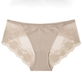 Elegante hautfarbene Spitzenunterwäsche für Damen mit floralem Netz und Baumwollzwickel - S / Hautfarben