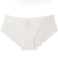 Weiße Damen-Spitzenunterwäsche mit niedriger Taille und gewelltem Spitzenbesatz - S / Weiß