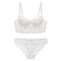 Set lingerie in pizzo floreale bianco con reggiseno push-up e slip in rete - S / Bianco (Reggiseno e Mutandine)