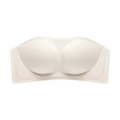 Seamless strapless bandeau bra in cream white with breathable mesh center detail - S / White Bra Only