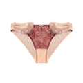 French lace sheer panties with bow and floral embroidery in pink and red - S / Red