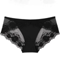 Französischer sexy schwarzer Spitzen-Slip mit Blumenstickerei und niedriger Taille - S / Schwarz