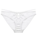 White satin panties for women with eyelash lace bow and hollow waist design - S / White