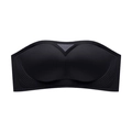 Seamless strapless black balconette bra with minimalist design and triangle mesh detail - S / Black Single Piece