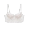 Set lingerie in pizzo floreale bianco con bordo ampio e spalline sottili regolabili - S / Bianco (Solo reggiseno)