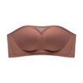 Seamless strapless coffee-colored push-up bra with breathable mesh detail and non-slip design - S / Coffee Bra