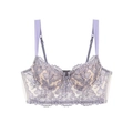 Reggiseno longline in pizzo floreale lavanda con ricami e fascia in rete semitrasparente - S / Viola (Solo Reggiseno)
