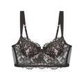 Reggiseno longline in pizzo nero stile francese con ricamo floreale e ferretto - S / Nero (Solo reggiseno)