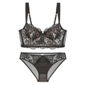 Elegant black lace lingerie set with floral embroidery and underwire push-up bra - Black (Bra And Panties)