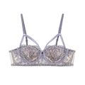French lace embroidery thin cup bra in elegant lilac purple with floral detail - 70A / Purple