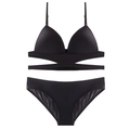 Ensemble soutien-gorge noir sans coutures style français avec bonnets sans armatures - L / Noir