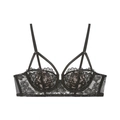 French black lace embroidered 1/2 cup bra with delicate floral patterns and soft wire - 70A / Black