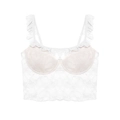 Weißes französisches Spitzen-Bustier mit Rüschenträgern und elegantem eckigem Ausschnitt - S / Weiß