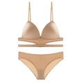Set lingerie francese a triangolo senza cuciture color nudo con dettagli a fascia cava - S / Top E Pantaloni / Nudo