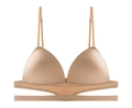 Seamless nude deep V-neck triangle bralette with low back and double strap detailing - Nude