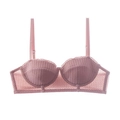 Soutien-gorge balconnet en dentelle mauve élégante avec bonnets fins en coton doux - Rose
