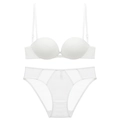 Ensemble de lingerie blanche sans couture avec soutien-gorge à boucle avant et culotte - 70A Bonnet Épais / Blanc
