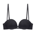 Front-closure seamless push-up bra in black with smooth finish and adjustable straps - 70A Thick Cup / Black