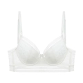 Elegant white lace bra set with delicate floral embroidery and adjustable thin straps - 85B / White