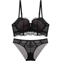 Ensemble de lingerie en dentelle florale noire avec soutien-gorge et culotte - 70B / Noir