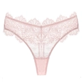 Elegante zachtroze gebloemde kanten string met verfijnde wimperkant details - M / Roze