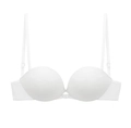 Minimalist white seamless bra featuring a front closure design and adjustable straps - 70A Thick Cup / White