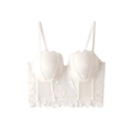 French style white lace corset bra with delicate floral patterns and mesh details - 70B / Tops / White