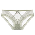 Bragas de encaje y malla con lazo en color verde claro para mujer estilo sexy - M / Verde