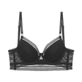 French style black lace bra with floral patterns and adjustable straps in 3/4 cup design - 80B / Black