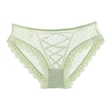 Slip in pizzo verde chiaro con rete a pois e spalline decorative incrociate - Verde