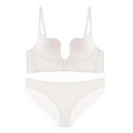 Conjunto de lencería sin costuras con escote en V profundo en color blanco crema - 70A / Blanco