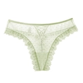 String vert clair en résille à pois et dentelle de cils délicate pour femmes - Vert
