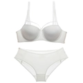 White push-up lingerie set featuring multi-strap details and sheer mesh panels - 70A / White
