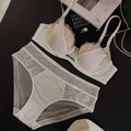 Ensemble de lingerie en dentelle blanche de style français avec broderie florale - 75B / Haut Et Bas / Blanc