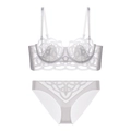 Completo intimo in pizzo bianco stile francese con ricami e reggiseno con ferretto - S / Bianco E Briefs
