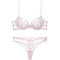 Ensemble lingerie rose en dentelle avec broderie florale et soutien-gorge à armatures - Rose / 70C
