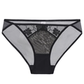 French style sexy black lace panties with floral embroidery and breathable mesh texture - Black