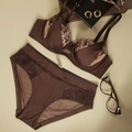 Ensemble lingerie marron chocolat avec broderie florale et culotte en dentelle chic - 75B / Haut Et Bas / Marron