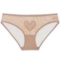 Slip da donna in rete trasparente con ricamo a cuore in stile francese - S / Nudo