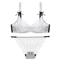 Weißes Spitzen-Lingerie-Set mit schwarzen Trägern und Bügel-BH für eine tolle Form - 70A / Weiß