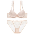 Ensemble de lingerie en dentelle rose pâle avec soutien-gorge rembourré et culotte - 70A / Rose