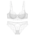 Completo intimo in pizzo floreale bianco con reggiseno a ferretto e slip coordinati - 70E / Bianco