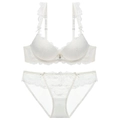 Ensemble lingerie en dentelle blanche avec soutien-gorge push-up et culotte assortie - 70A / Blanc Cassé