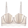 Conjunto de lencería de encaje floral blanco estilo francés con aros y lazos - 70A / Top Blanco