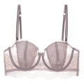 Soutien-gorge bandeau en dentelle française rose poudré avec broderie florale - 70A / Hauts / Violet